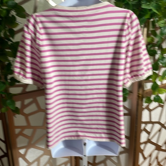 Talbots Tie Front Tee, Orchid Stripe, Xl - Picture 2 of 5